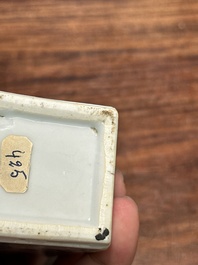 A rectangular Chinese blue and white 'Long Eliza' tea caddy and cover, Kangxi