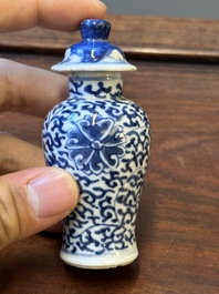 Tien Chinese blauw-witte vazen en snuifflessen, 19de eeuw