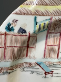 A Chinese famille rose 'fishermen' plate, Yongzheng/Qianlong