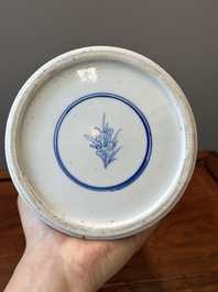A Chinese blue and white 'chrysanthemum scroll' 'gu' vase, Kangxi