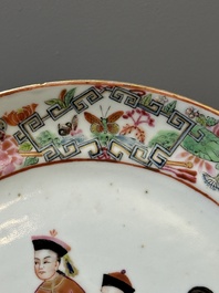 Two Chinese Canton famille rose plates, 19th C.