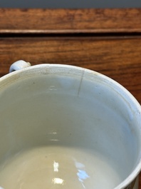A rare Chinese Canton famille rose covered sugar bowl, a cup and saucer, 19th C.