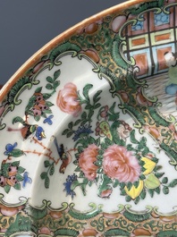 An oval Chinese monogrammed Canton famille rose dish, 19th C.