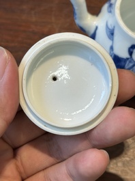 A Chinese blue and white 'Long Eliza' teapot and cover, Chenghua mark, Kangxi