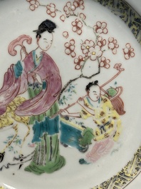 Assiette en porcelaine de Chine famille rose &agrave; d&eacute;cor 'Magu', Yongzheng