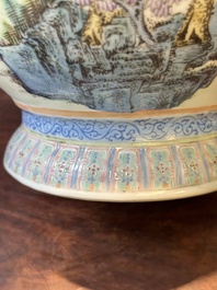A Chinese famille rose vase with a mountainous landscape, Qianlong mark, Republic
