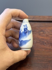 Zes Chinese blauw-witte snuifflessen, 19de eeuw
