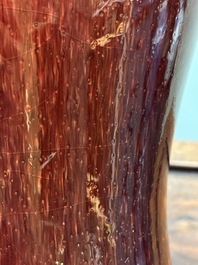 A Chinese monochrome copper-red-glazed vase, 19th C.