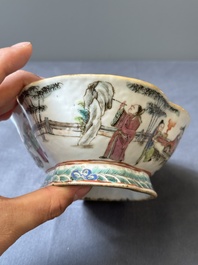 Three lobbed Chinese famille rose bowls, Yongzheng mark, 19th C.