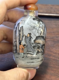 Trois tabati&egrave;res en verre peint &agrave; l'int&eacute;rieur, Chine, 20&egrave;me