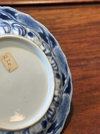 Six Chinese blue and white 'acupuncture' saucers, Kangxi