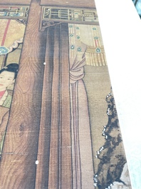 Chinese school: 'Emperor Qianlong with children', ink and colour on silk, 18/19th C.