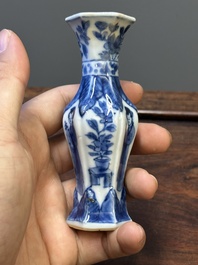 Seven Chinese blue and white 'Long Eliza' miniature vases, Kangxi