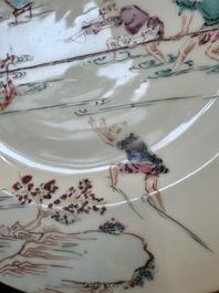 A Chinese famille rose 'fishermen' plate, Yongzheng/Qianlong