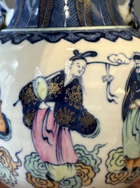 A Chinese doucai 'Eight Immortals' vase, Qianlong mark, Republic