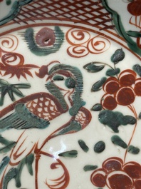 A Chinese Swatow wucai 'phoenix' plate, Ming