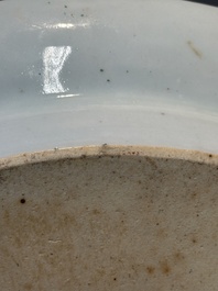 An oval Chinese monogrammed Canton famille rose dish, 19th C.