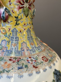A Chinese famille rose vase with a mountainous landscape, Qianlong mark, Republic