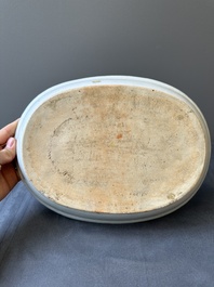 An oval Chinese Canton famille rose 'mandarin subject' bowl, Qianlong