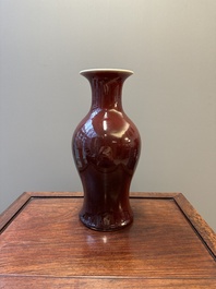 A Chinese monochrome copper-red-glazed vase, 19th C.