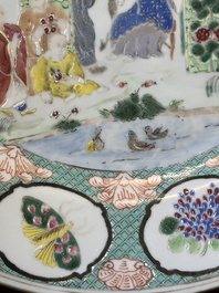 A Chinese famille rose 'arbor' plate after a design by Cornelis Pronk, Qianlong