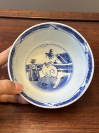 A Chinese blue and white bowl and a silver mounted vase, Shen De Tang Zhi 慎德堂製 mark, Kangxi