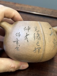 A Chinese Yixing stoneware 'Shipiao 石瓢' teapot, Ren Bonian 任伯年 signed, dated 1879
