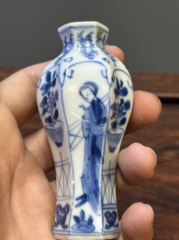 Seven Chinese blue and white 'Long Eliza' miniature vases, Kangxi