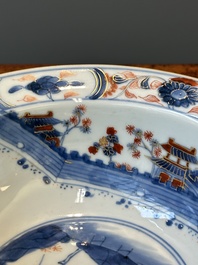 A Chinese Imari-style 'klapmuts' bowl with landscape design, ex-collection of August the Strong, Kangxi
