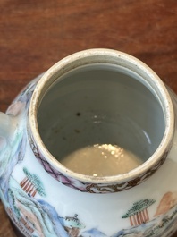 A Chinese famille rose teapot with landscape design, Yongzheng