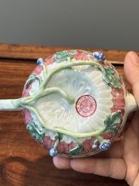 A pair of Chinese famille rose 'boy and buffalo' teapots, Yongzheng