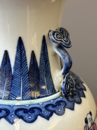 A Chinese doucai 'Eight Immortals' vase, Qianlong mark, Republic