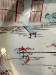 A Chinese famille rose 'fishermen' plate, Yongzheng/Qianlong