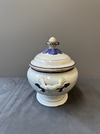 A Chinese export monogrammed blue-enameled and gilt tureen and cover, Qianlong