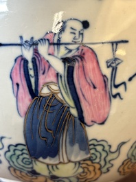 A Chinese doucai 'Eight Immortals' vase, Qianlong mark, Republic