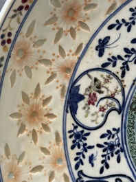 Two Chinese famille rose dishes, Kangxi and Shen De Tang 慎德堂 mark, 19th C.