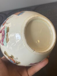 A Chinese famille rose '18 Luohan' bottle vase, 19th C.