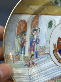 A rare Chinese Canton famille rose plate with the arms of Wight or Bradley, 19th C.