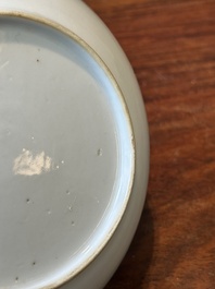 A rare Chinese famille rose 'European merchant ship' cup and saucer, Qianlong