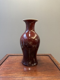 A Chinese monochrome copper-red-glazed vase, 19th C.