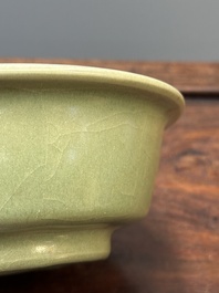 A Chinese Longquan celadon dish with floral anhua design, Ming