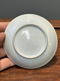 Five Chinese famille rose cups and six saucers with floral decor, Yongzheng/Qianlong