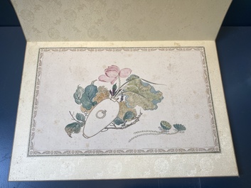 Pu Yi 溥儀 (1906-1967): 'Calligraphy' and Wan Rong 婉容 (1904-1946): 'Still life', ink and colour on paper