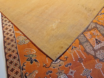 A Chinese embroidered silk 'kesi' cloth with Buddhist lions and phoenixes, 19th C.
