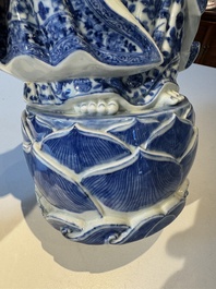A fine Chinese blue and white Boddhisattva, Xue Chang Sen 薛長森 seal mark, Republic