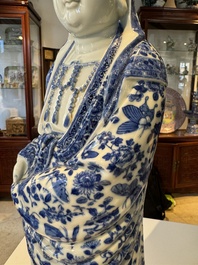 A fine Chinese blue and white Boddhisattva, Xue Chang Sen 薛長森 seal mark, Republic