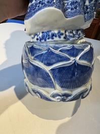 A fine Chinese blue and white Boddhisattva, Xue Chang Sen 薛長森 seal mark, Republic