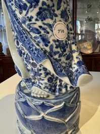 A fine Chinese blue and white Boddhisattva, Xue Chang Sen 薛長森 seal mark, Republic