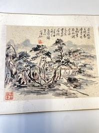Huang Binhong 黄宾虹 (1865-1955): Album contenant neuf paysages accompagn&eacute;s de calligraphie, encre et couleur sur papier