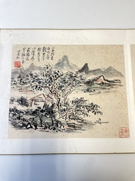 Huang Binhong 黄宾虹 (1865-1955): Album contenant neuf paysages accompagn&eacute;s de calligraphie, encre et couleur sur papier